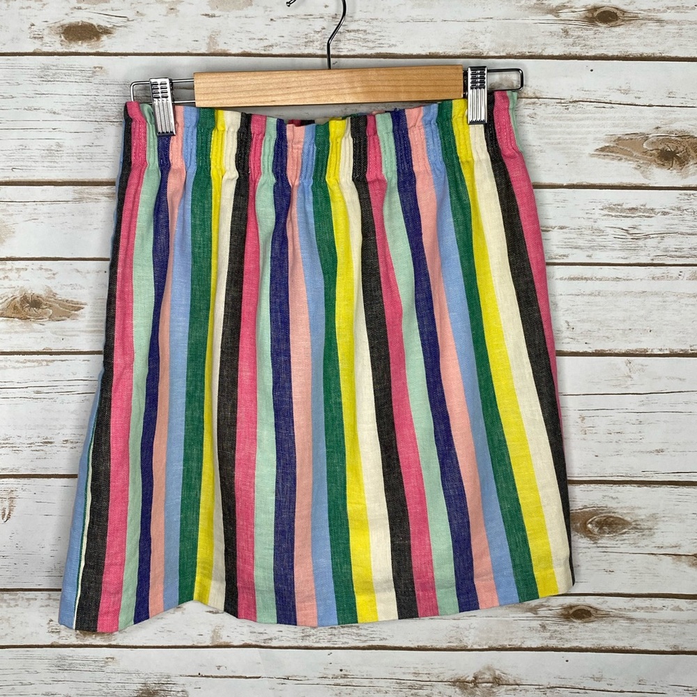 J. Crew Factory striped linen blend mini skirt